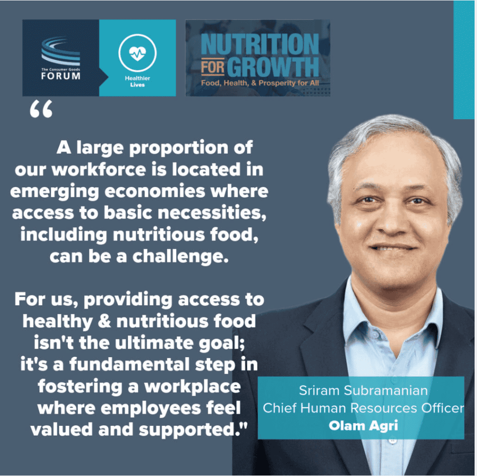 Workforce nutrition initiative at Olam Agri promoting healthy food access.