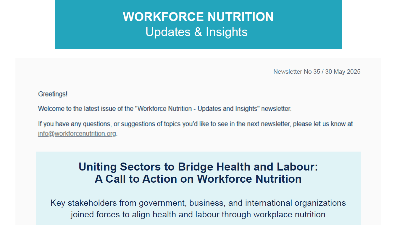 Workforce Nutrition Alliance Newsletter