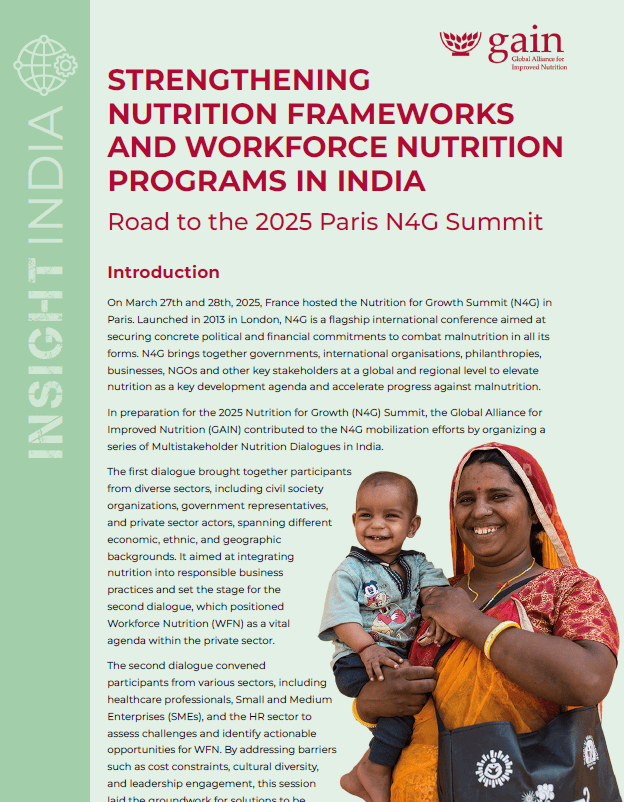 Enhancing workforce nutrition programs to improve health and food security in India. Focus on policy.