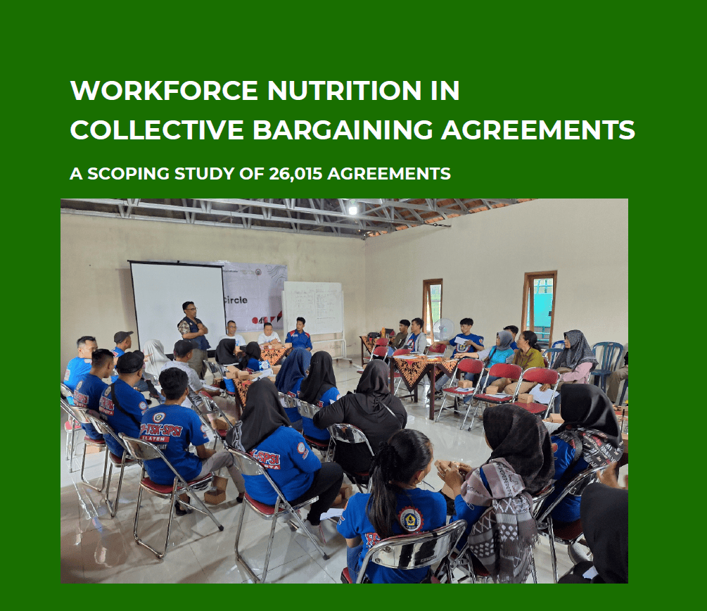 Workforce nutrition discussion during collective bargaining meetings at workplace.